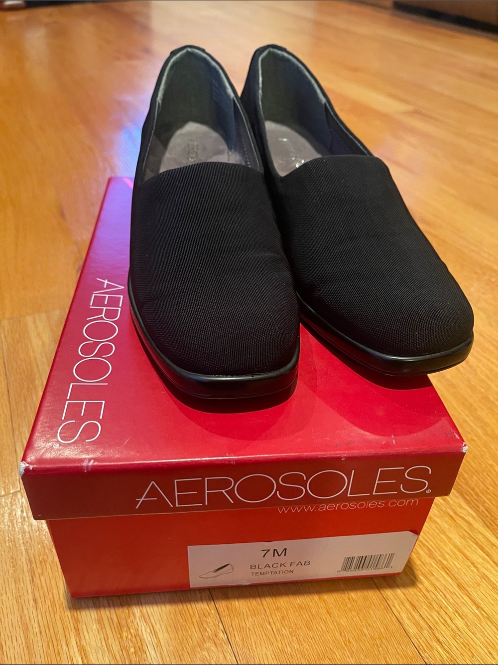 Aerosoles Sz 7 Temptation Black Women's Low Wedge Slip-On Loafers